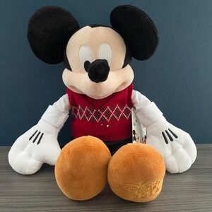 Disney Store Mickey Mouse 2014 Holiday Plush – Argyle Sweater – Rare Collectible